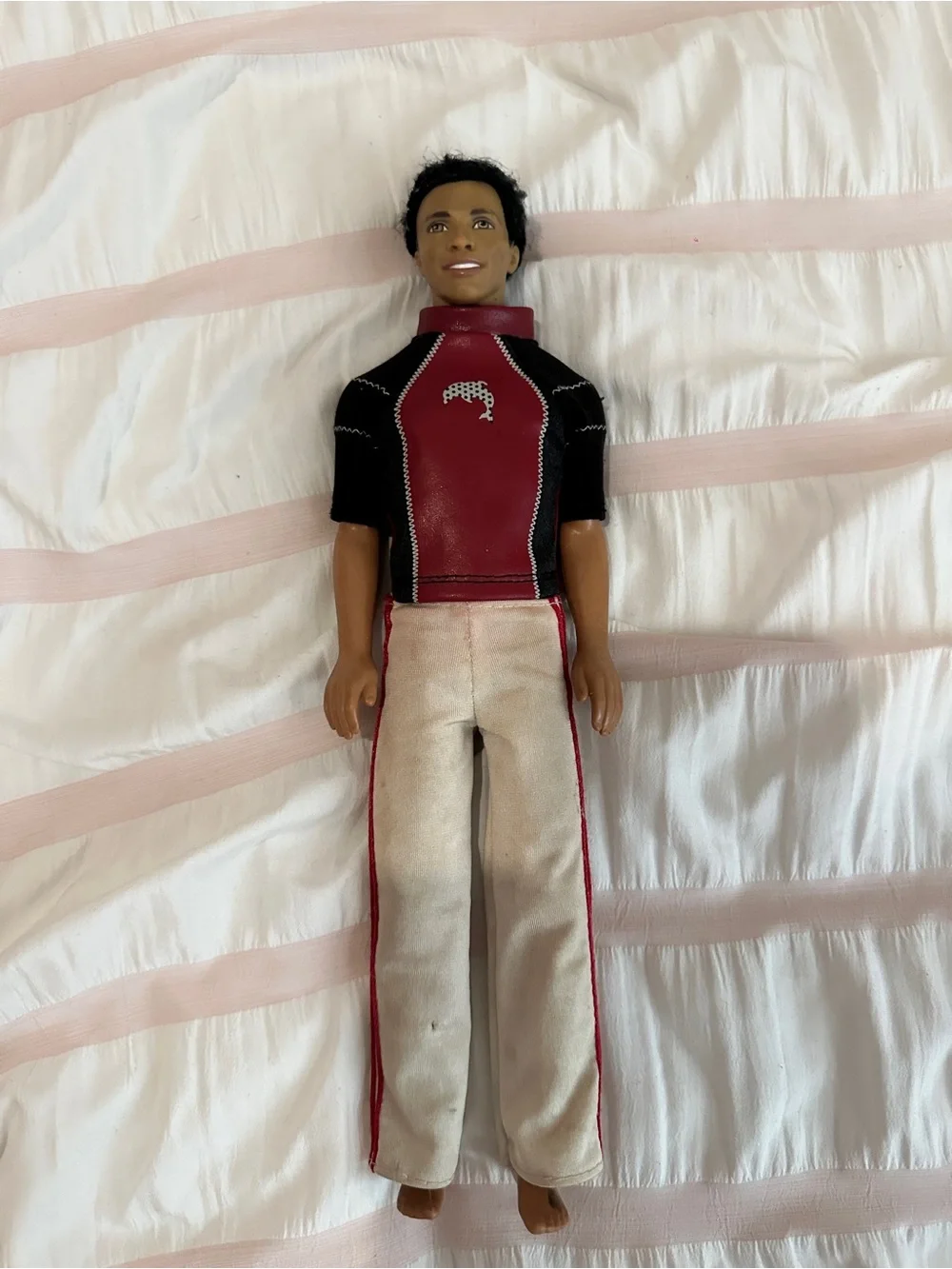Doll w/ Outfit ( Maroon & Black Top and Cream Pants )